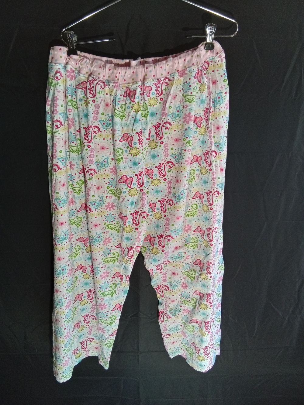 Source Unknown Pink Floral‎ Butterfly Pajama Pants